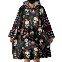 Skull Face Christmas Wearable Blanket Hoodie Xmas Holiday Patterns - Wonder Print Shop