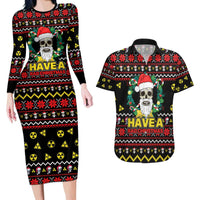 Skull Have A Rad Christmas Couples Matching Long Sleeve Bodycon Dress and Hawaiian Shirt Xmas Holiday Patterns - Wonder Print Shop
