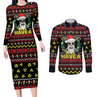 Skull Have A Rad Christmas Couples Matching Long Sleeve Bodycon Dress and Long Sleeve Button Shirt Xmas Holiday Patterns - Wonder Print Shop