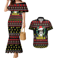 Skull Have A Rad Christmas Couples Matching Mermaid Dress and Hawaiian Shirt Xmas Holiday Patterns - Wonder Print Shop