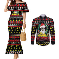 Skull Have A Rad Christmas Couples Matching Mermaid Dress and Long Sleeve Button Shirt Xmas Holiday Patterns - Wonder Print Shop