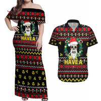 Skull Have A Rad Christmas Couples Matching Off Shoulder Maxi Dress and Hawaiian Shirt Xmas Holiday Patterns - Wonder Print Shop