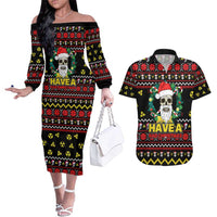 Skull Have A Rad Christmas Couples Matching Off The Shoulder Long Sleeve Dress and Hawaiian Shirt Xmas Holiday Patterns - Wonder Print Shop