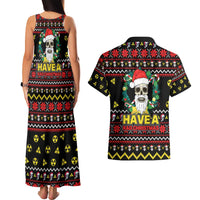 Skull Have A Rad Christmas Couples Matching Tank Maxi Dress and Hawaiian Shirt Xmas Holiday Patterns - Wonder Print Shop