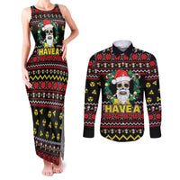 Skull Have A Rad Christmas Couples Matching Tank Maxi Dress and Long Sleeve Button Shirt Xmas Holiday Patterns - Wonder Print Shop