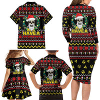 Skull Have A Rad Christmas Family Matching Long Sleeve Bodycon Dress and Hawaiian Shirt Xmas Holiday Patterns - Wonder Print Shop