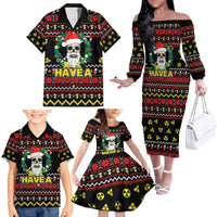 Skull Have A Rad Christmas Family Matching Off The Shoulder Long Sleeve Dress and Hawaiian Shirt Xmas Holiday Patterns - Wonder Print Shop