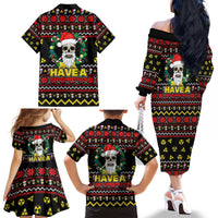 Skull Have A Rad Christmas Family Matching Off The Shoulder Long Sleeve Dress and Hawaiian Shirt Xmas Holiday Patterns - Wonder Print Shop