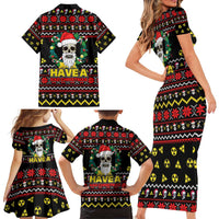 Skull Have A Rad Christmas Family Matching Short Sleeve Bodycon Dress and Hawaiian Shirt Xmas Holiday Patterns - Wonder Print Shop