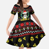 Skull Have A Rad Christmas Kid Short Sleeve Dress Xmas Holiday Patterns - Wonder Print Shop