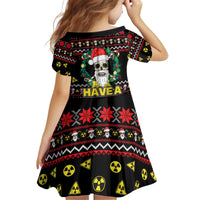 Skull Have A Rad Christmas Kid Short Sleeve Dress Xmas Holiday Patterns - Wonder Print Shop