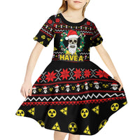 Skull Have A Rad Christmas Kid Short Sleeve Dress Xmas Holiday Patterns - Wonder Print Shop