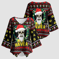 Skull Have A Rad Christmas Kimono Sleeve Blouse Xmas Holiday Patterns - Wonder Print Shop