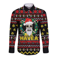 Skull Have A Rad Christmas Long Sleeve Button Shirt Xmas Holiday Patterns - Wonder Print Shop