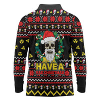 Skull Have A Rad Christmas Long Sleeve Polo Shirt Xmas Holiday Patterns - Wonder Print Shop