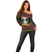 Skull Have A Rad Christmas Off Shoulder Sweater Xmas Holiday Patterns - Wonder Print Shop