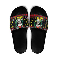 Skull Have A Rad Christmas Slide Sandals Xmas Holiday Patterns - Wonder Print Shop