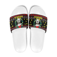 Skull Have A Rad Christmas Slide Sandals Xmas Holiday Patterns - Wonder Print Shop