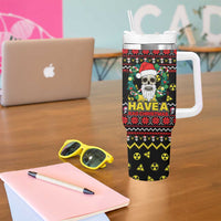 Skull Have A Rad Christmas Tumbler With Handle Xmas Holiday Patterns - Wonder Print Shop
