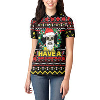 Skull Have A Rad Christmas Women Polo Shirt Xmas Holiday Patterns - Wonder Print Shop