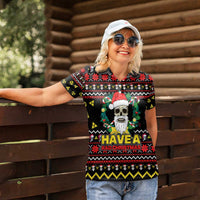 Skull Have A Rad Christmas Women Polo Shirt Xmas Holiday Patterns - Wonder Print Shop