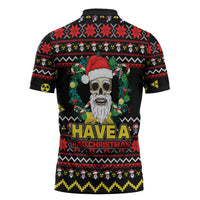 Skull Have A Rad Christmas Zipper Polo Shirt Xmas Holiday Patterns - Wonder Print Shop