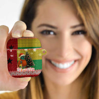Guinea Bissau Christmas AirPods Case with Santa Penguin Christmas Tree and Red Green Yellow Snowflake - Wonder Print Shop