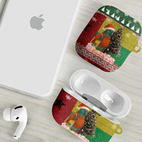 Guinea Bissau Christmas AirPods Case with Santa Penguin Christmas Tree and Red Green Yellow Snowflake - Wonder Print Shop