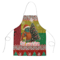 Guinea Bissau Christmas Apron with Santa Penguin Christmas Tree and Red Green Yellow Snowflake - Wonder Print Shop