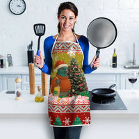 Guinea Bissau Christmas Apron with Santa Penguin Christmas Tree and Red Green Yellow Snowflake - Wonder Print Shop