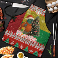 Guinea Bissau Christmas Apron with Santa Penguin Christmas Tree and Red Green Yellow Snowflake - Wonder Print Shop