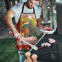 Guinea Bissau Christmas Apron with Santa Penguin Christmas Tree and Red Green Yellow Snowflake - Wonder Print Shop