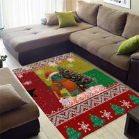 Guinea Bissau Christmas Area Rug with Santa Penguin Christmas Tree and Red Green Yellow Snowflake - Wonder Print Shop