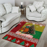 Guinea Bissau Christmas Area Rug with Santa Penguin Christmas Tree and Red Green Yellow Snowflake - Wonder Print Shop