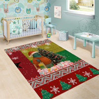 Guinea Bissau Christmas Area Rug with Santa Penguin Christmas Tree and Red Green Yellow Snowflake - Wonder Print Shop