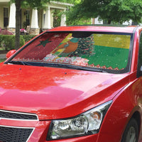 Guinea Bissau Christmas Auto Sun Shade with Santa Penguin Christmas Tree and Red Green Yellow Snowflake - Wonder Print Shop