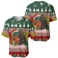 Guinea Bissau Christmas Baseball Jersey with Santa Penguin Christmas Tree and Red Green Yellow Snowflake - Wonder Print Shop