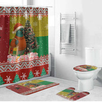 Guinea Bissau Christmas Bathroom Set with Santa Penguin Christmas Tree and Red Green Yellow Snowflake - Wonder Print Shop