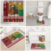 Guinea Bissau Christmas Bathroom Set with Santa Penguin Christmas Tree and Red Green Yellow Snowflake - Wonder Print Shop