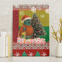 Guinea Bissau Christmas Canvas Wall Art with Santa Penguin Christmas Tree and Red Green Yellow Snowflake - Wonder Print Shop
