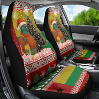 Guinea Bissau Christmas Car Seat Cover with Santa Penguin Christmas Tree and Red Green Yellow Snowflake - Wonder Print Shop
