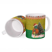 Guinea Bissau Christmas Ceramic Mug with Santa Penguin Christmas Tree and Red Green Yellow Snowflake - Wonder Print Shop