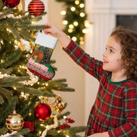 Guinea Bissau Christmas Stocking with Santa Penguin Christmas Tree and Red Green Yellow Snowflake - Wonder Print Shop