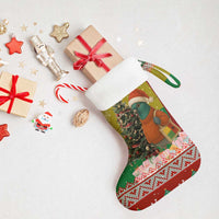 Guinea Bissau Christmas Stocking with Santa Penguin Christmas Tree and Red Green Yellow Snowflake - Wonder Print Shop
