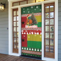 Guinea Bissau Christmas Door Cover with Santa Penguin Christmas Tree and Red Green Yellow Snowflake - Wonder Print Shop