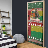 Guinea Bissau Christmas Door Cover with Santa Penguin Christmas Tree and Red Green Yellow Snowflake - Wonder Print Shop