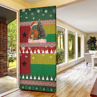 Guinea Bissau Christmas Door Cover with Santa Penguin Christmas Tree and Red Green Yellow Snowflake - Wonder Print Shop