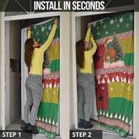 Guinea Bissau Christmas Door Cover with Santa Penguin Christmas Tree and Red Green Yellow Snowflake - Wonder Print Shop