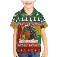 Guinea Bissau Christmas Family Matching Mermaid Dress and Hawaiian Shirt with Santa Penguin Christmas Tree and Red Green Yellow Snowflake - Wonder Print Shop