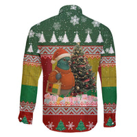 Guinea Bissau Christmas Family Matching Off The Shoulder Long Sleeve Dress and Hawaiian Shirt with Santa Penguin Christmas Tree and Red Green Yellow Snowflake - Wonder Print Shop